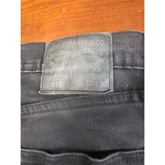 Levis 511 Slim Fit Jeans Mens 32x32 Black Faded Denim WaterLess Pants - Picture 9 of 9